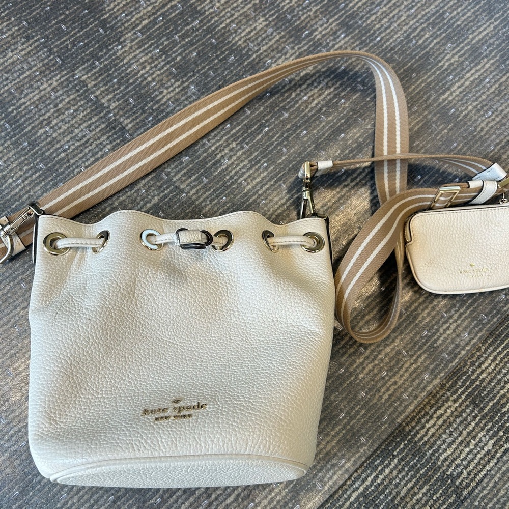 Kate Spade Cream Crossbody Bag with Drawstring Closure